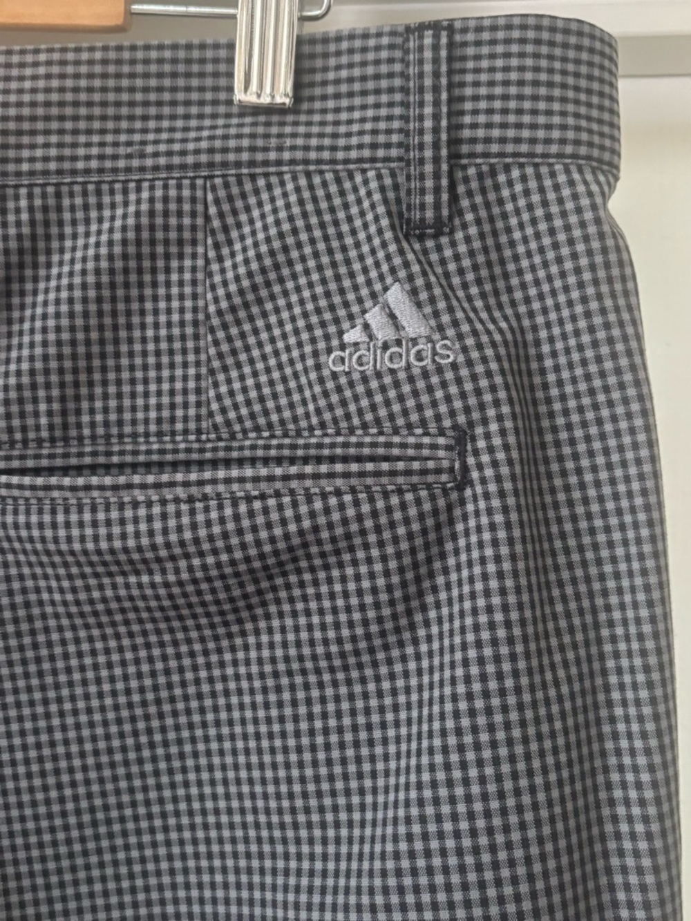 Adidas Golf Gray Micro Check Pants 38x32 Performance Stretch Dress Trouser - Picture 5 of 9